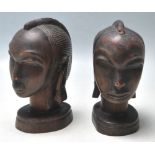 PAIR OF AFRICAN TRIBAL HARDWOOD BUSTS