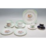 A SHELLEY PART TEA SET - CUPS - SAUCERS - CAKE PLATES - COALPORT CUP AND SAUCER