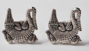 GENTLEMAN'S SILVER CROCODILE CUFFLINKS