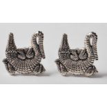 GENTLEMAN'S SILVER CROCODILE CUFFLINKS