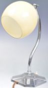 RETRO ART DECO CHROME TABLE LAMP WITH GLASS SHADE