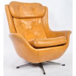 MID CENTURY MUSTARD YELLOW SWIVEL EGG ARMCHAIR