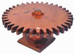 ETHAN ALLEN AMERICAN 1970'S COG COFFEE TABLE OF PINE CONSTRUCTION