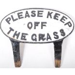 EARLY 20TH CENTURY PAINTED IRON PLEASE KEEP OF THE GRASS SIGN