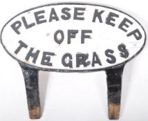 EARLY 20TH CENTURY PAINTED IRON PLEASE KEEP OF THE GRASS SIGN