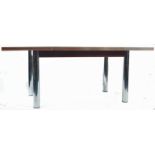 LARGE AND IMPRESSIVE CHROME AND WOOD DINING TABLE