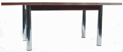 LARGE AND IMPRESSIVE CHROME AND WOOD DINING TABLE