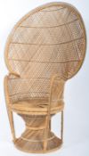 PEACOCK ARMCHAIR OF WICKER AND CANE CONSTRUCTION