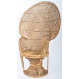 PEACOCK ARMCHAIR OF WICKER AND CANE CONSTRUCTION