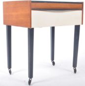 RETRO TEAK WOOD VANITY CHEST WITH LIFT UP LID COMPARTMENTS