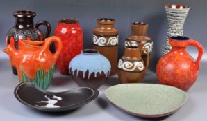 COLLECTION OF WEST GERMAN FAT LAVA POTTERY ITEMS