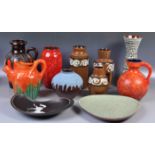 COLLECTION OF WEST GERMAN FAT LAVA POTTERY ITEMS