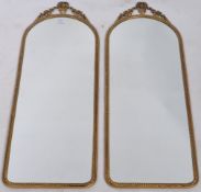 PAIR OF 20TH BRASS FRAMED ANTIQUE STYLE WALL MIRRORS