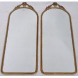 PAIR OF 20TH BRASS FRAMED ANTIQUE STYLE WALL MIRRORS