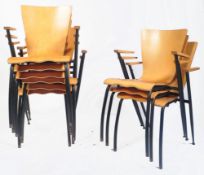 SET OF VINTAGE BENT WOOD TUBULAR STACKING CHAIRS