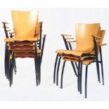 SET OF VINTAGE BENT WOOD TUBULAR STACKING CHAIRS