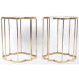 PAIR OF RETRO ITALIAN GILT BRASS ISLAMIC STYLE MARBLE SIDE TABLES