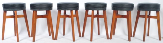 BEN CHAIRS SET OF SIX TEAK WOOD BAR STOOLS