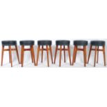 BEN CHAIRS SET OF SIX TEAK WOOD BAR STOOLS