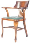 VINTAGE EARLY 20TH CENTURY OAK SMOKERS BOW ARMCHAIR