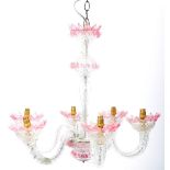 20TH CENTURY MURANO PINK GLASS CHANDELIER