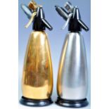 BOC SPARKLETS PAIR OF SODA SIPHONS IN GOLD AND SILVER