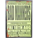 BAD MANNERS ADVERTISING GIG POSTER FOR WEYMOUTH PAVILION