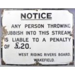 NOTICE - ORIGINAL ENAMEL ADVERTISING SIGN