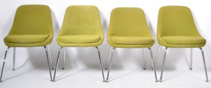 GREAT SET OF FOUR RETRO GREEN UPHOLSTERED DINING CHAIRS