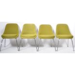 GREAT SET OF FOUR RETRO GREEN UPHOLSTERED DINING CHAIRS