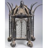 EARLY 20TH CENTURY FRENCH TOLEWARE GLASS LANTERN