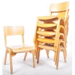 SET OF SIX RETRO 1950'S BENTWOOD STACKING CHAIRS