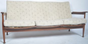 GREAVES AND THOMAS TEAK FRAMED THREE SEATER SOFA