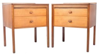 MATCHING PAIR OF RETRO MID CENTURY TEAK BEDSIDE CHESTS