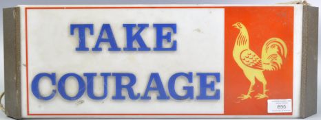 COURAGE - TAKE COURAGE - ORIGINAL VINTAGE LIGHTBOX ADVERTISING SIGN