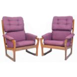 FOLKE OHLSSON FOR GIMSON & SLATER PAIR OF TEAK FRAMED ARMCHAIRS