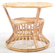 CANE AND BAMBOO RETRO SIDE OCCASIONAL LAMP TABLE