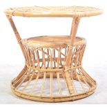 CANE AND BAMBOO RETRO SIDE OCCASIONAL LAMP TABLE