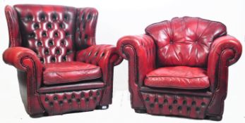 HIS AND HERS PAIR OF CHESTERFIELD LEATHER ARMCHAIRS