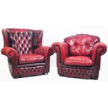 HIS AND HERS PAIR OF CHESTERFIELD LEATHER ARMCHAIRS