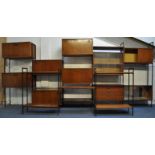 AVALON MODULA 1960'S TEAK MODULAR NINE BAY LADDERAX SHELVING UNIT