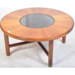 G PLAN SUNBURST GLASS AND TEAK CIRCULAR COFFEE TABLE