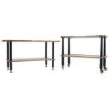 RETRO VINTAGE GLASS COFFEE TABLE AND TWO TIER STAND
