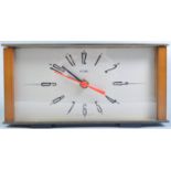 METAMEC ORIGINAL RETRO TEAK AND BRASS CASED MANTEL CLOCK