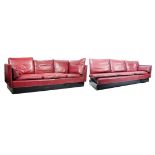 LARGE DANISH SCANDINAVIAN LEATHER L SHAPE MODULAR SOFA