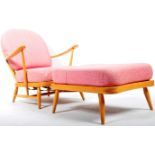 LUCIAN ERCOLANI - ERCOL - MODEL 203 BEACH AND ELM ARMCHAIR AND FOOTSTOOL