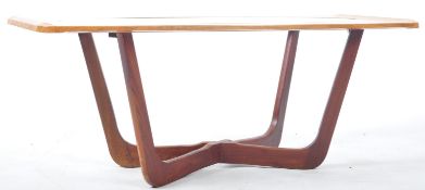 RETRO TEAK AND GLASS OVAL COFFEE TABLE