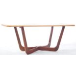 RETRO TEAK AND GLASS OVAL COFFEE TABLE