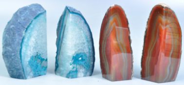 NATURAL HISTORY - CARVED AND POLISHED PAIRS OF AGATE BOOKENDS