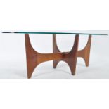 RETRO VINTAGE GLASS TOP OCCASIONAL COFFEE TABLE